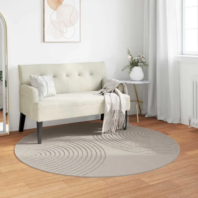 vidaXL Binnen kleed GALATI Crèmekleurig Ø 120 CM Polyester, foto 2