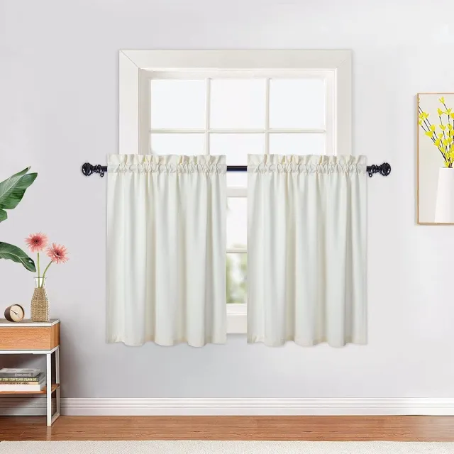 Triumpunpre Waterdicht keukengordijn seersucker polyester, beige, 76 x 61 cm, 2 stuks