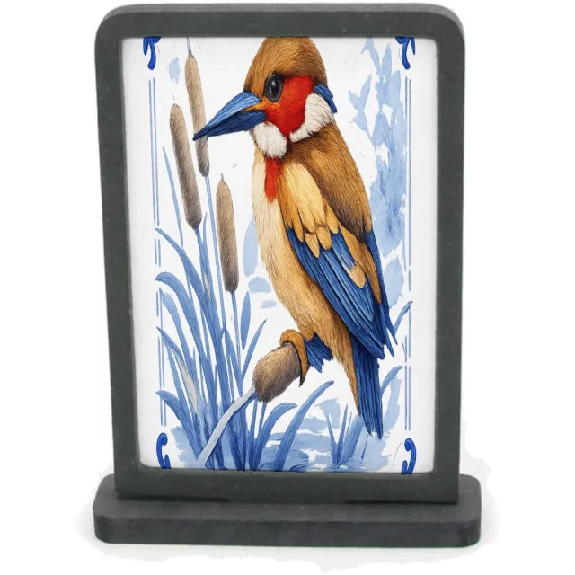Mr Cadeautjes Houten fotolijst rechthoek met MDF inleg - design Elegante zeedier-illustratie met porseleinen rand | cadeau Wit