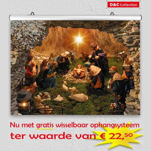 D&C Collection poster - kerst poster - 60x45 cm - doorkijk - Gat in rots Kerststal of Kerstgroep - winter poster - kerst decoratie multi