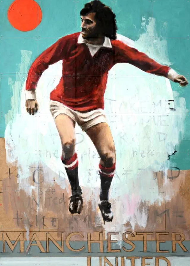 IXXI One Love Manchester United, David Diehl - 100 x 140 cm - Grote wanddecoratie en posters - Gemengde Technieken, Illustraties, Pop art, Grafisch Koele tinten / Rood