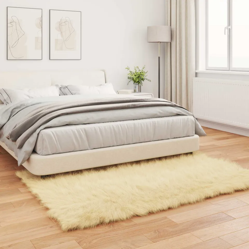 vidaXL Tapijt van imitatie TAFALLA Crèmekleurig 120 x 170 cm Polyester, foto 3