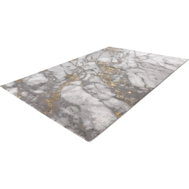 Tapijtenmagazijn Marmaris Vloerkleed – Grijs – Marmerlook Design – Modern & Laagpolig – 200x290 cm Goud