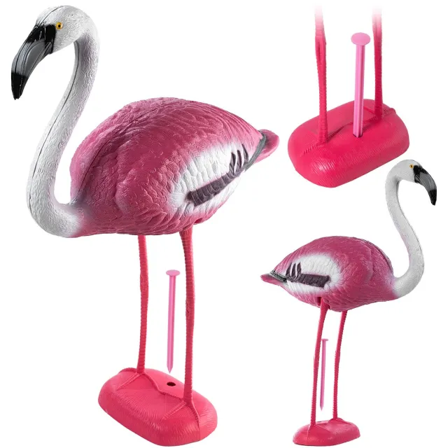 KADAX Tuin flamingo figuur, 80 cm decoratief flamingobeeldje, kunststof tuinstaak, tuinfiguur exotische vogel, roze vijver figuur, tuindecoratie voor vijver (1 stuks)
