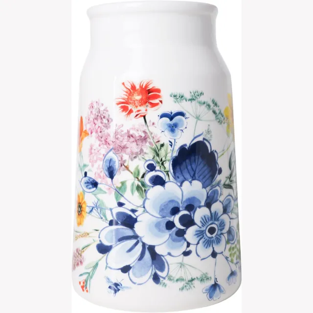 Heinen Delfts Blauw Melkbusvaas Wildbloemen Bloementuintje - Keramiek - 25,5 cm multicolor