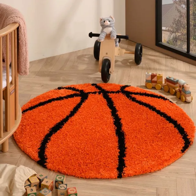 TrueWeave Basketbal vloerkleed rond - Sports oranje/zwart 120