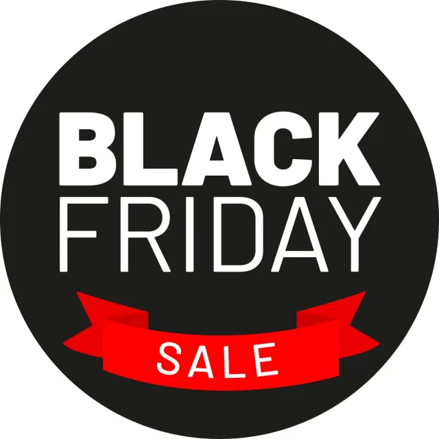 Plakkers Black Friday sticker 30cm breed - Herbruikbare raamstickers - Sale - korting full-colour