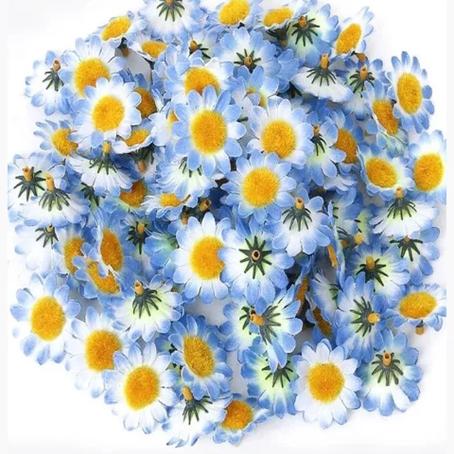 Akyol 50 Kunstbloemen zonder steel - Kunstbloemen - Versiering - lichtblauw - Decoratie - Planten - Knutselen - Bloemen - Madelief