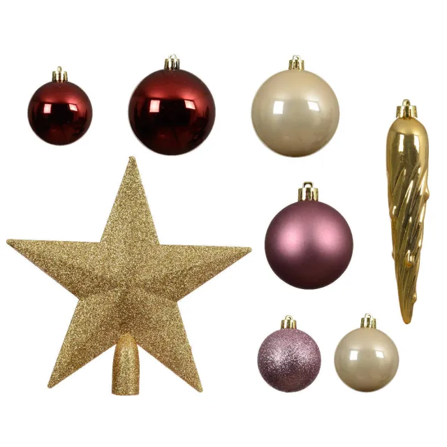 Decoris Kerstbal polystyreen assortie mix - 33 stuks (ø8 cm) Multi