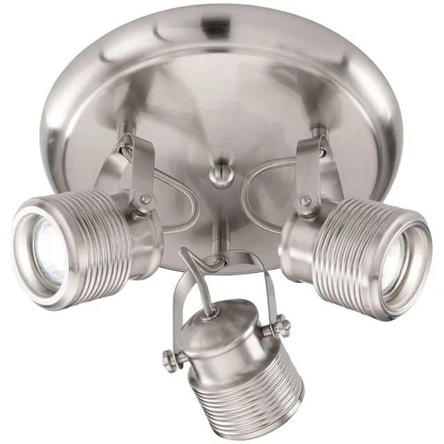 Wofi Plafondspot 3 vlammen retro lamp woonkamer plafond 3 spots plafondlamp rond, draaibaar, metaal mat nikkel, 3x GU10 stopcontacten, DxH 25x15 cm, Action 984203649000 zilver