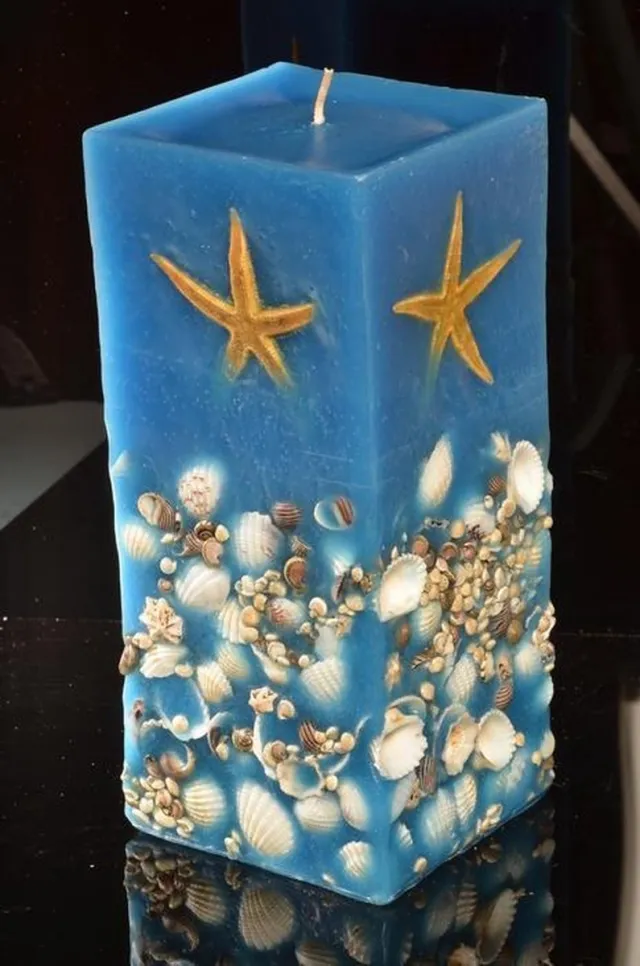 MilaNNE Megagrote Zee kaars handgemaakt blauw
