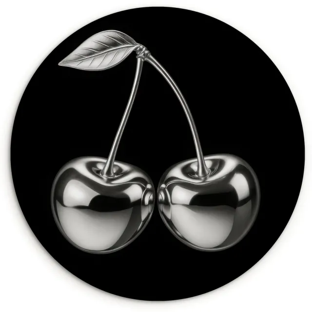 WallCircle Wandcirkel 30x30 cm - Muurcirkel Kers - Luxueus - Metallic - Muurdecoratie woonkamer - Wanddecoratie slaapkamer - Kamer decoratie accessoires - Ronde schilderijen