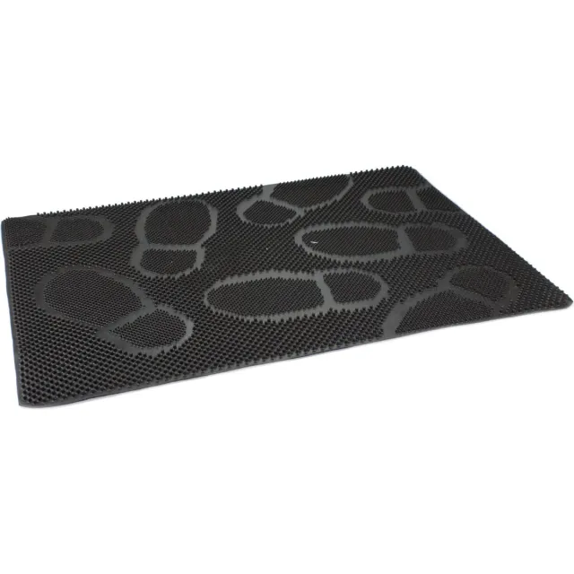 Buemag 2x anti-slip deurmat - rubber - met noppen - zwart - 60 x 40 cm - voor binnen en buiten - weerbestendig