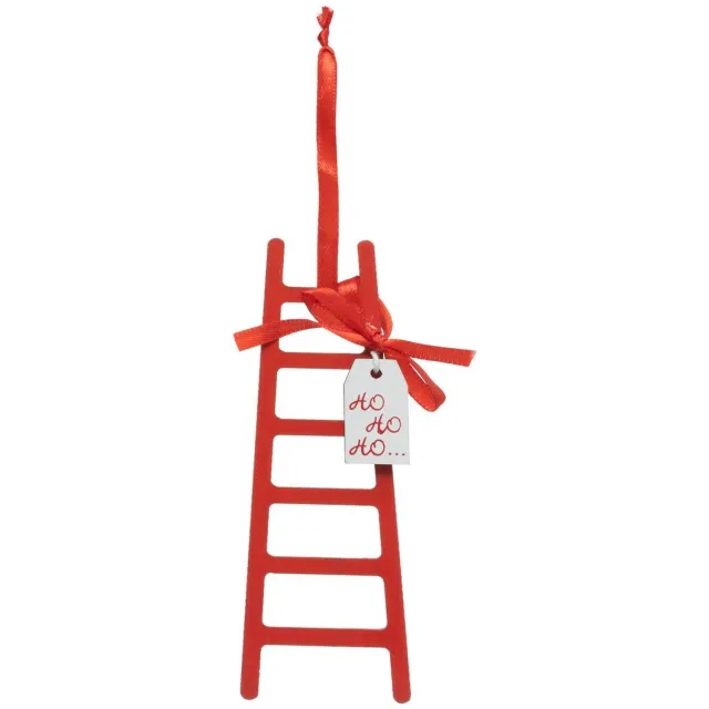 Feeric lights & Christmas Rode houten kerstversiering in de vorm van een ladder met 'Ho Ho Ho'-opschrift, 15 cm Rouge