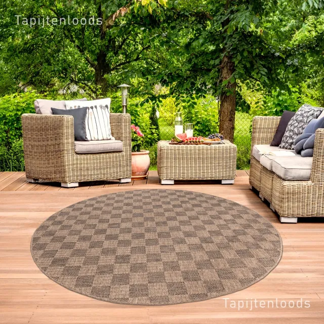 Muratap Sahara Rond Buitenkleed Jute-Look Weerbestendig Vloerkleed Beige
