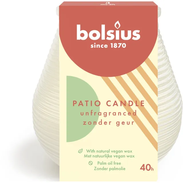 Bolsius Buitenkaars / Patiolight - Ongegeurd - Milky White - 9.5 cm / ø 9 cm wit