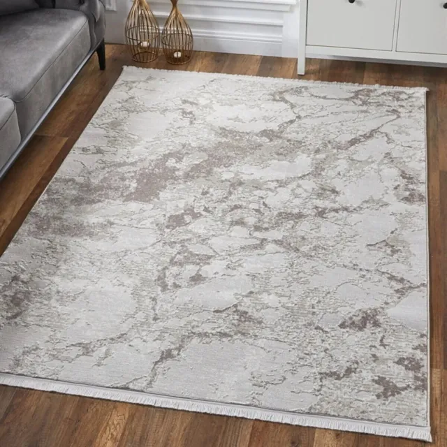 Woodman Carpet STAVELOT - Creme-Bruin - 120x180cm, Laagpolig vloerkleed met franjes