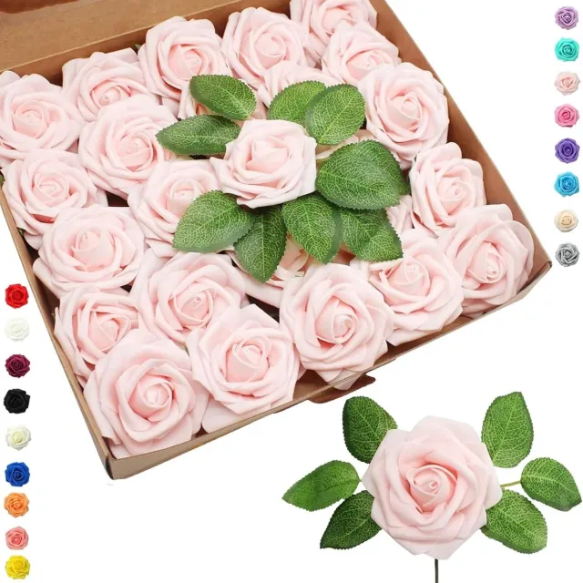 OEMG 25 kunstbloemen rozen in bulk voor bruiloftsdecoratie en knutselen