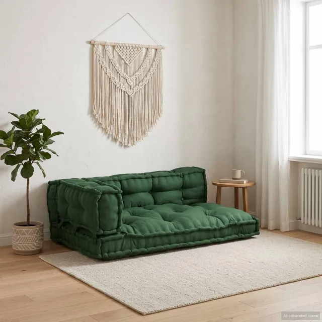 vidaXL Pallet Sofa Kussen 3 st Stof Groen 120 x 80 x 38 cm
