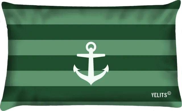 Velits outdoor Sierkussen - Buitenkussen Groene Vingers Waterafstotend 40x60cm Bootkussen Streep Anker L.groen