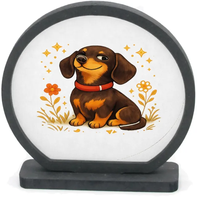 Mr Cadeautjes Houten fotolijst rond met MDF inleg - design Een karaktervolle huisdierillustratie met een trotse, eigenw | cadeau Wit