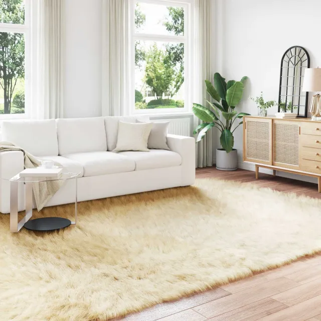vidaXL Tapijt van imitatie TAFALLA Crèmekleurig 200 x 280 cm Polyester, foto 2