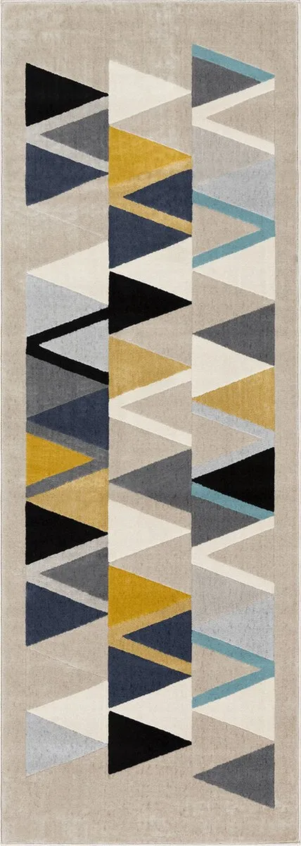 Surya Delaney vloerkleed scandinavisch boho geel hemelsblauw