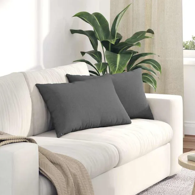 vidaXL Sofa Kussens 2 st Stof Donkergrijs 60 x 40 cm