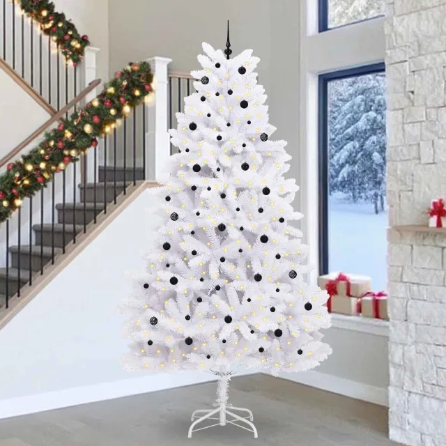 vidaXL Kunstmatige Inklapbare Kerstboom Wit 300 cm PVC en staal
