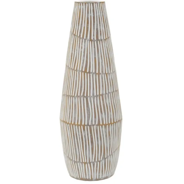 Mauro Ferretti Vaas Hanoi Resin Vase Ø 17×47 cm Wit Wash