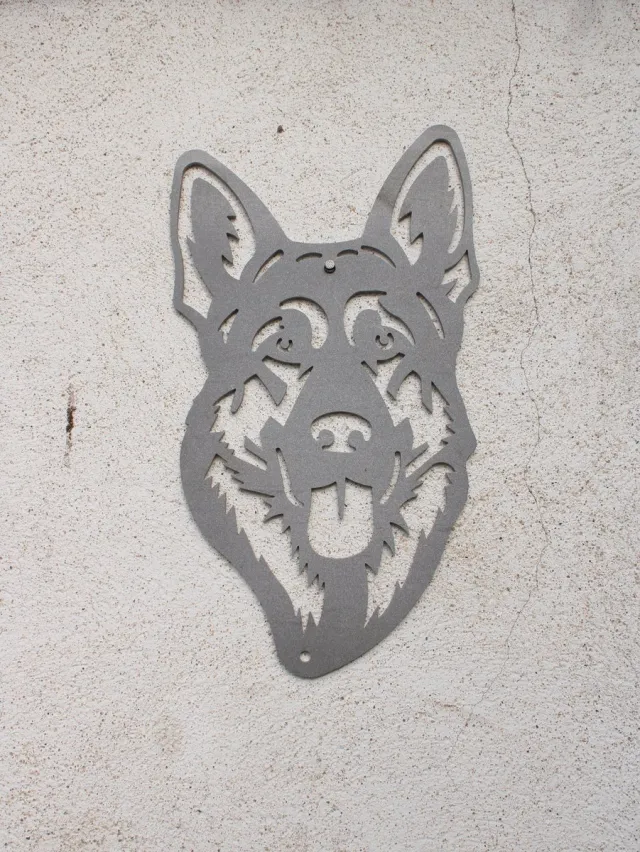 TrendyHangers Herdershond portret in CorTen Staal - hondenkop - tuindecoratie - schutting - tuinhuis - Cortensteel Roest