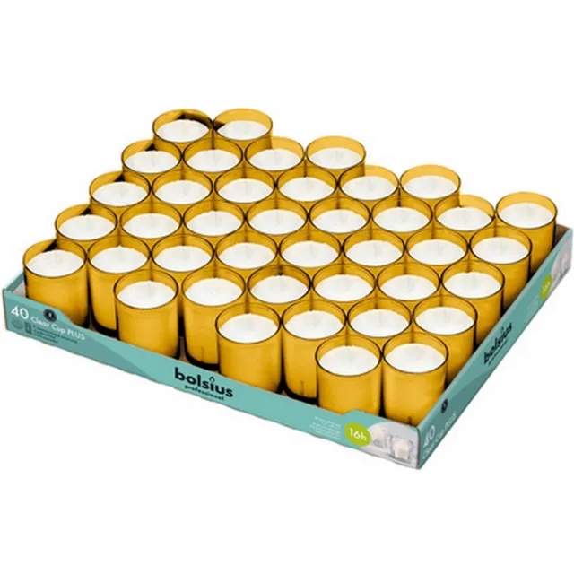Bolsius 200 stuks Bolsius Clear Cups kaars in amber houder 49/42 (16 uur)