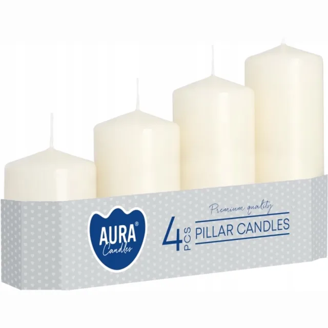 Aegis Aura Trappijlerkaarsen Ecru 4st - 7-13cm Hoogte