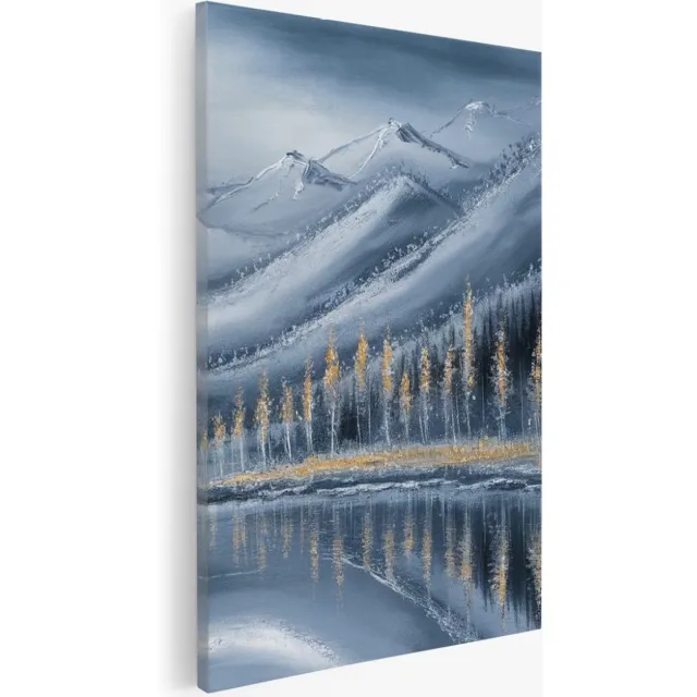 Saammp Canvas Schilderij - Natuur - Wit Landschap - Abstract - 40x50 - Foto op canvas - Wanddecoratie - Muurdecoratie Woonkamer - Slaapkamer decoratie - Canvas Print