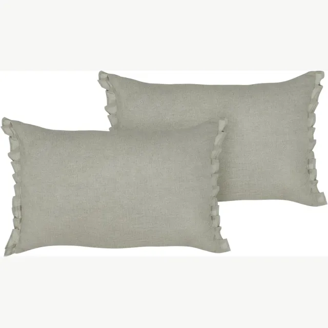 Beliani SASSAFRAS - Set van 2 kussens - Lichtgrijs - 30 x 45 cm - Linnen