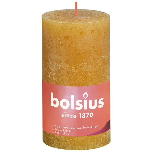 Bolsius rustiek stompkaars honeycomb yellow Geel