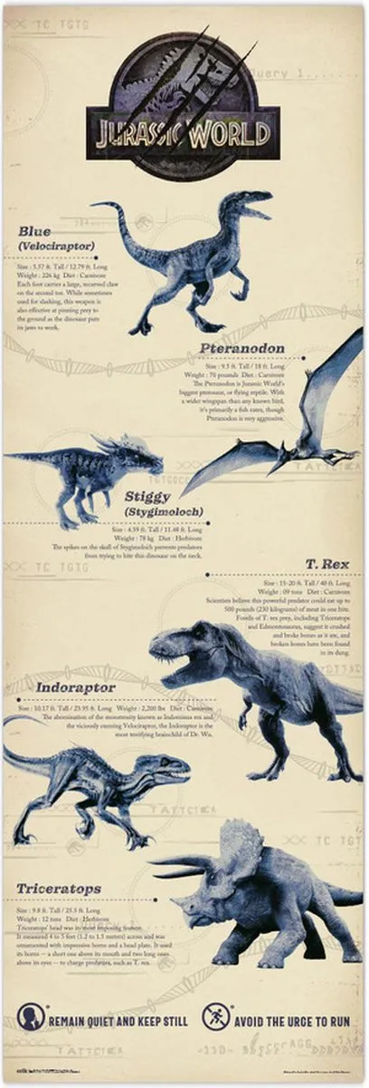 Posterpoint Jurassic World deurposter - Dinosaurussen - Film - Spielberg - 53 x 158 cm. Multicolor