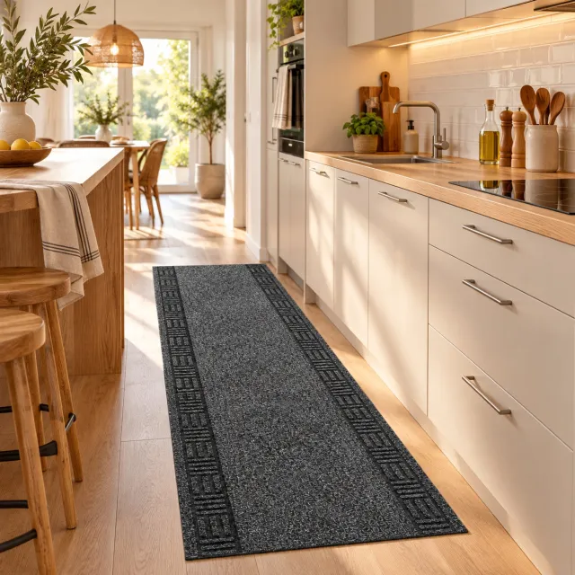 JYG Tapijtloper Monaco Antraciet 66 x 550 cm – Keukenloper Naaldvilt – Antislip – Onderhoudsvriendelijk antraciet - donker grijs