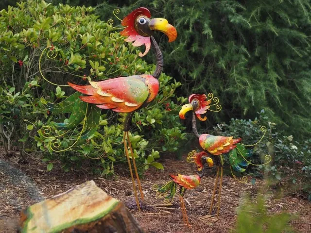steeg80 Tuinbeeld - Flamingo donker klein - 50 cm hoog Oranje groen bruin