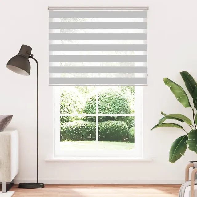 vidaXL Zebra rolgordijn 140x200 cm stofbreedte 135,9 cm lichtgrijs