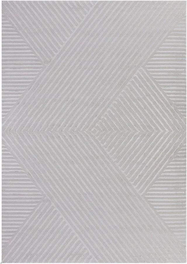 flycarpets Cara Modern Japandi Intersecto Vloerkleed - Zilver - 280x370 cm Grijs