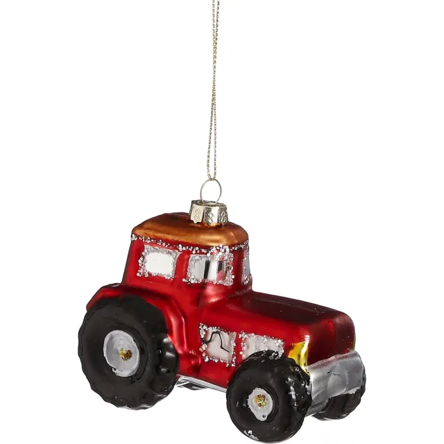 House of Seasons Kerst Ornament Tractor - L9,4 x B5 x H7 cm - Rood