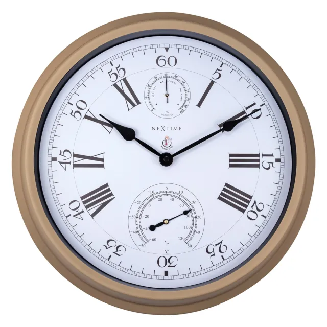 NeXtime Weerstation - Wandklok - 40,5 cm - Metaal - Hyacint bruin