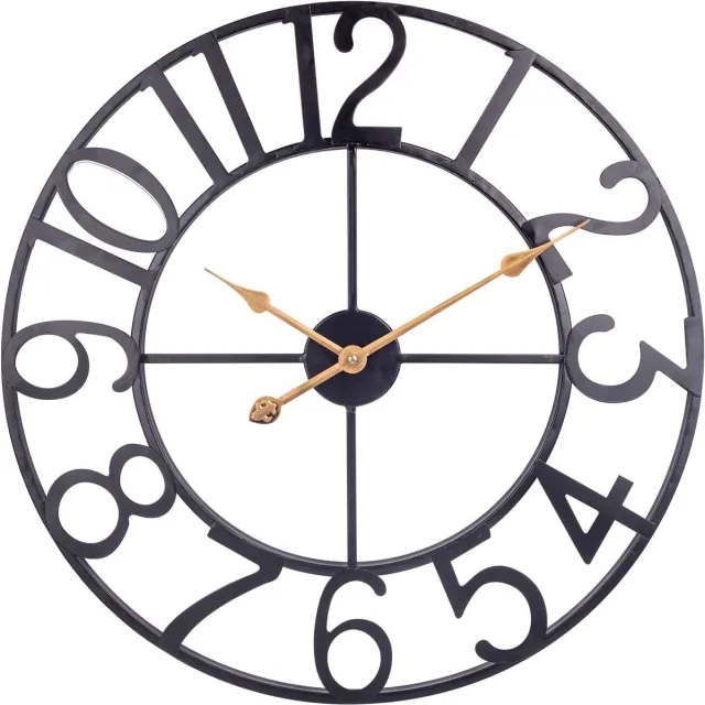 SkyNature Wandklok Vintage Groot, 50cm Industriële Wandklokken met Arabische Cijfers, Stille Analoge Klok met Niet-Tikkende Klok, Ronde Wandklok voor Woonkamer, Keuken, Slaapkamer