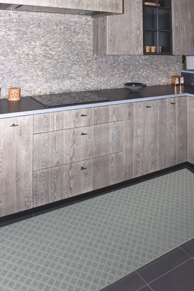 JYG Vloerkleed GERONA- Keukenloper - Keukenmat - Vinyl - beton look - 60x500cm - Veelkleurig Grijs
