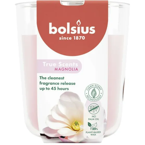 Bolsius True Scents magnolia geurkaars in glas Roze
