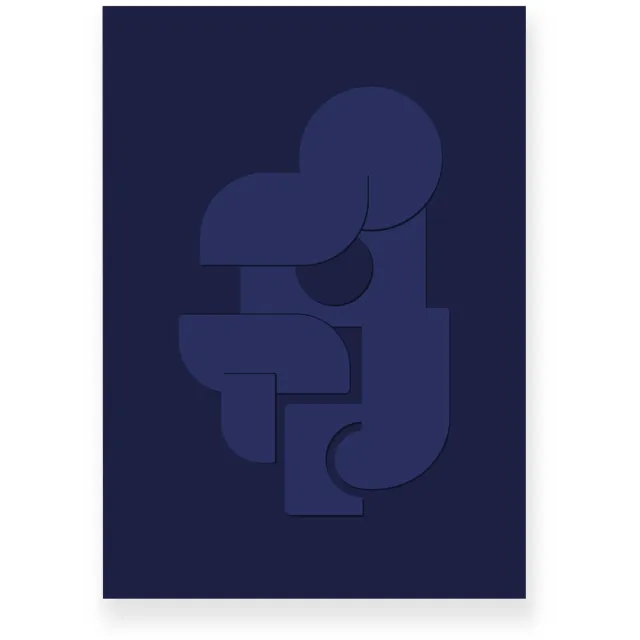 Yisual Poster 20x30 cm - Abstracte Vormen - Blauw - Minimalistisch - Japandi - Muurdecoratie - Wanddecoratie