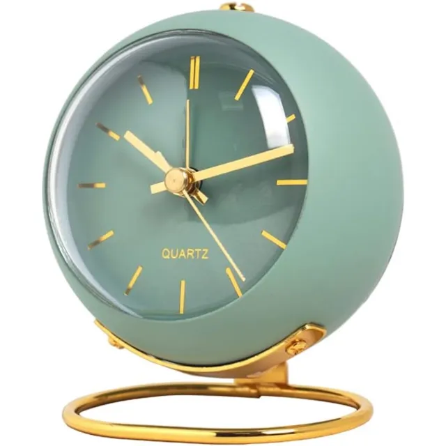 oneay Handwekker met nachtlampje – compacte, stille, retro wekker, eenvoudige wekker voor studenten, decoratie voor op het nachtkastje (werkt op 1 AA-batterij, batterijen niet inbegrepen). Groen