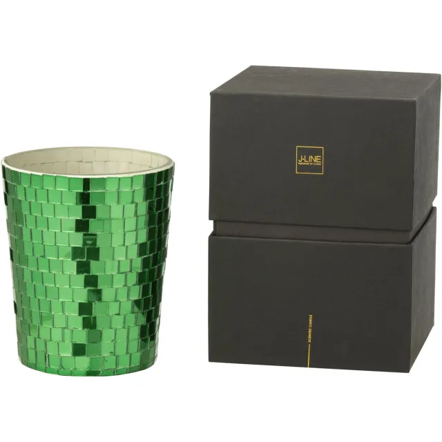 J-Line geurkaars Spiegel - Tea & Herbs - glas - groen