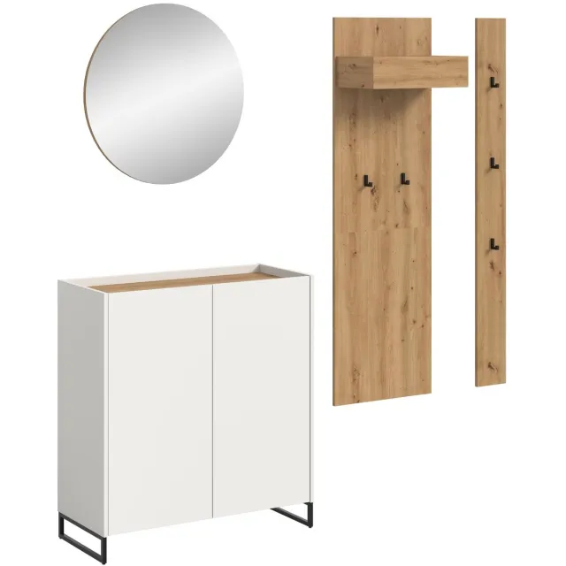 Furnilux Modulaire Garderobecombinatie - 4-delige set met spiegel en schoenenkast - 197x206x32cm Bruin